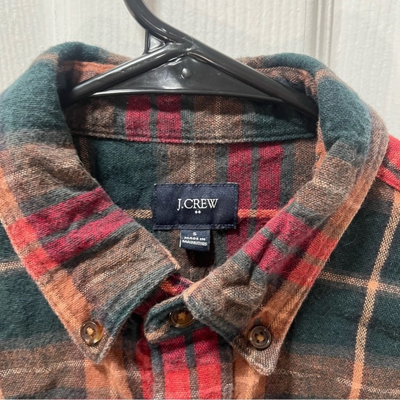 J Crew Plaid Flannel Shacket Shirt Jacket Faux Suede Elbow Patches Brown Red S - Picture 5 of 9